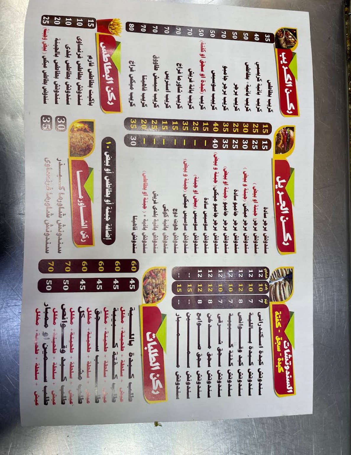 منيو مطعم البركة - أصناف وأسعار